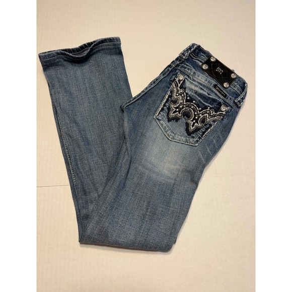 Miss Me Denim - Miss Me Y2K Womens Bootcut Jeans Size 26 Medium Wash Blingy Low Rise Embellished